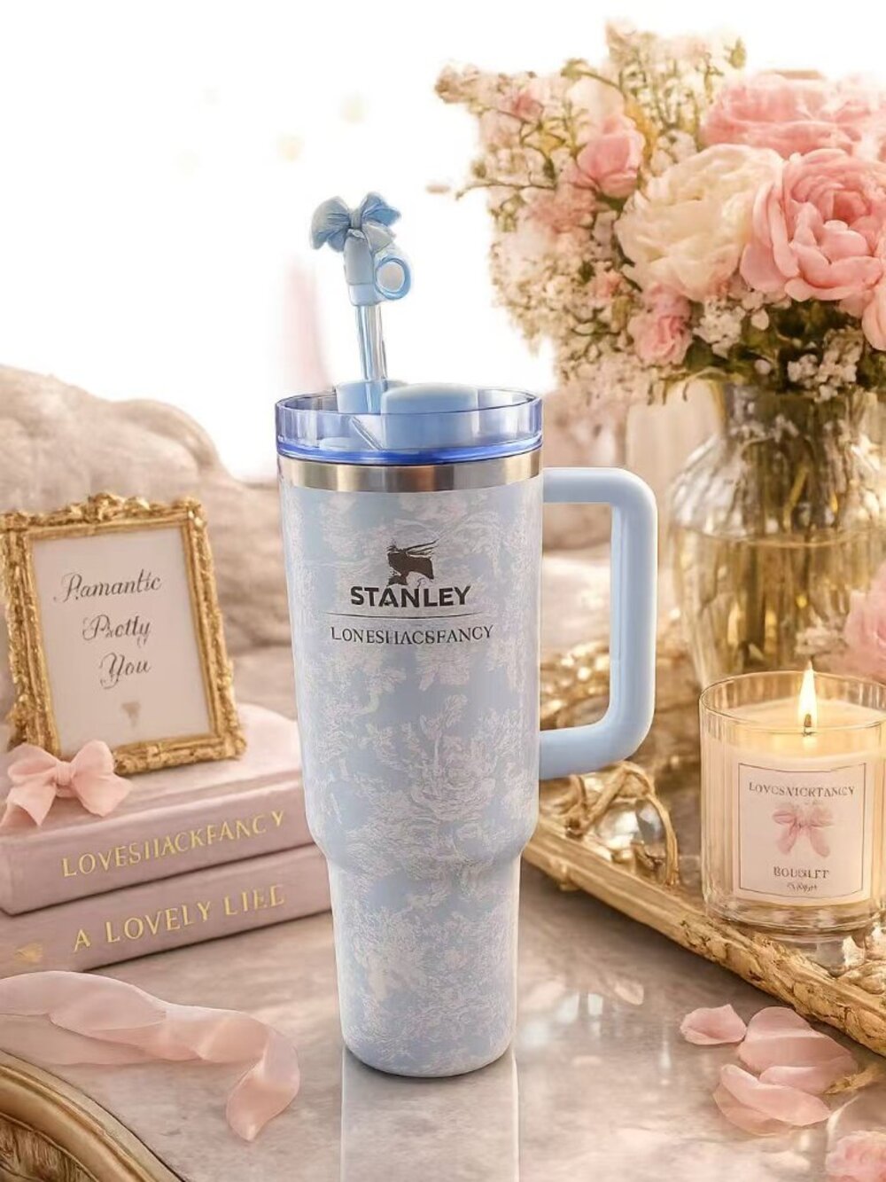 Stanley Love Shack Fancy Blue Floral Powder 40 OZ Quencher SEALED with BOX